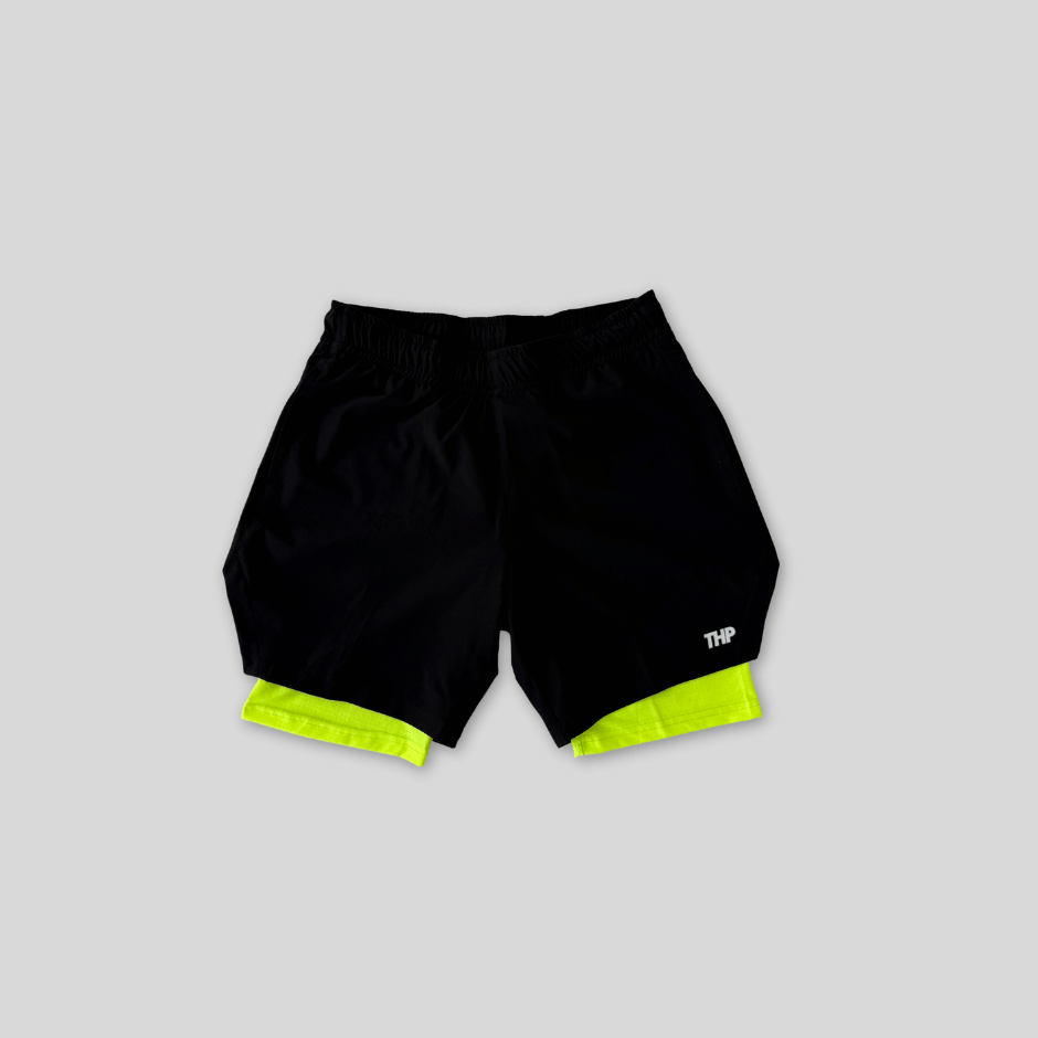 Power Daily Short con Lycra Negro con Lycra Amarilla The Happiness Project