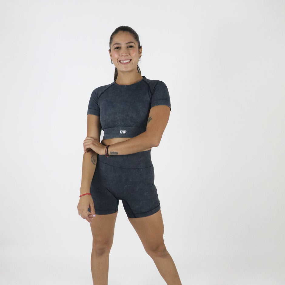 Top & Shorts THP Essential Set Marino deslavado The Happiness Project