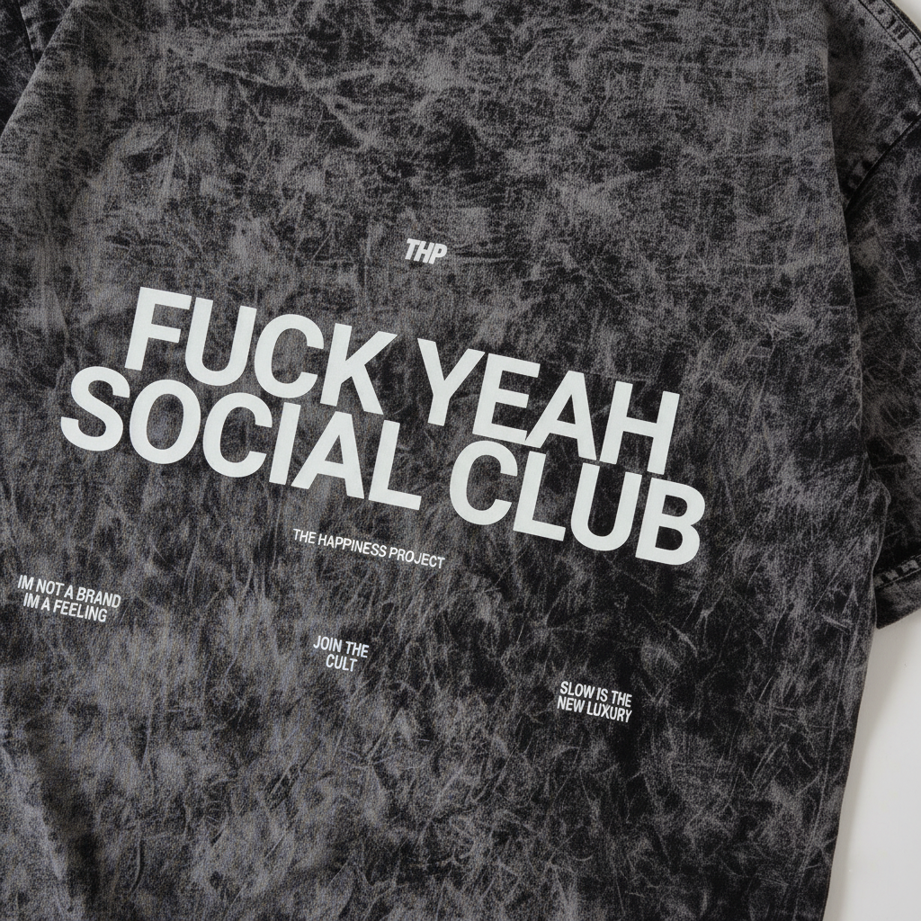 T-Shirt Fuck Yeah Mineral THP Crop Gris Loose Fit The Happiness Project