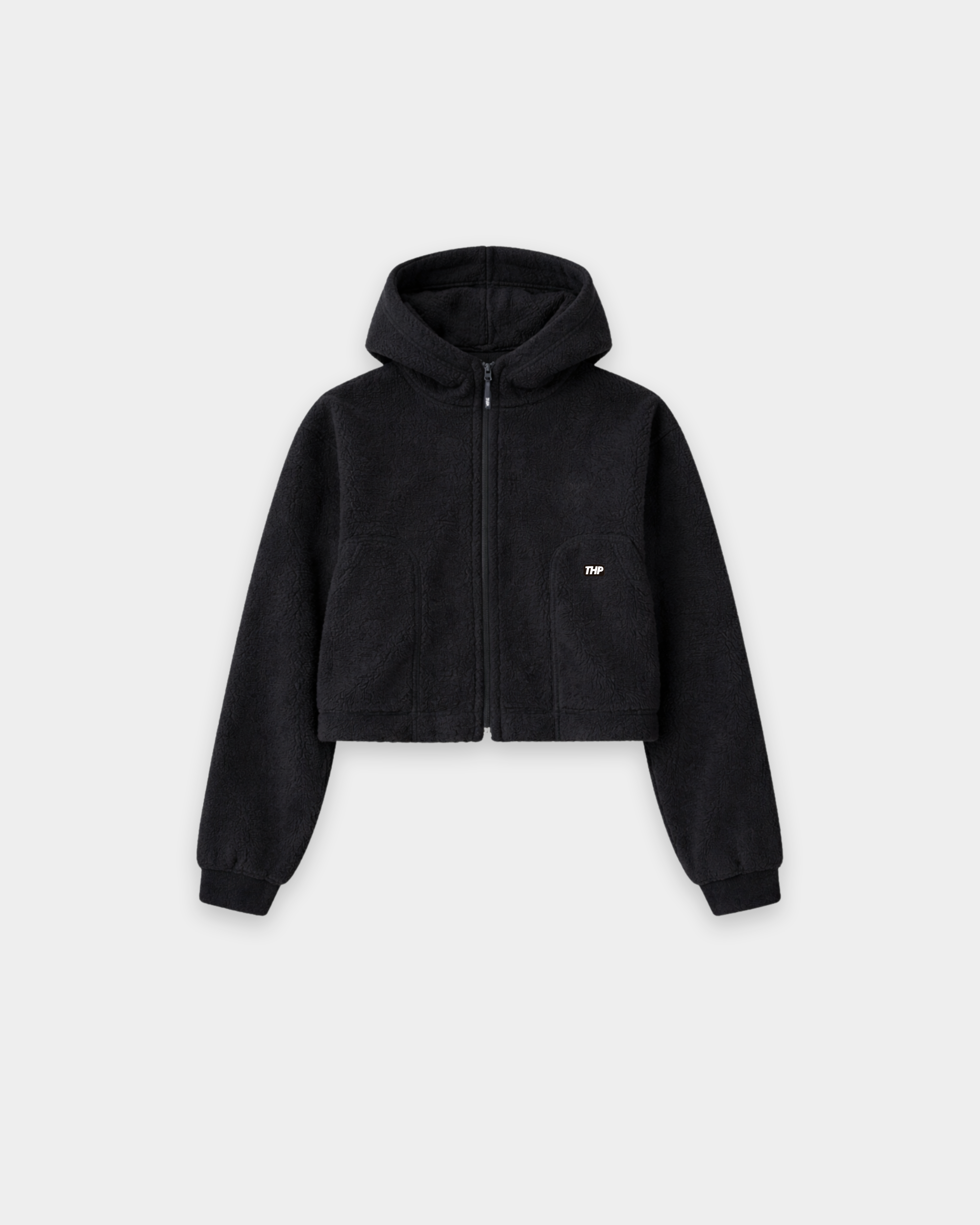 THP Crop Sherpa Light Jacket Negro The Happiness Project